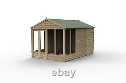 Forest 4LIFE Apex Summerhouse 8x12 Double Door 6 Window Garden Shed