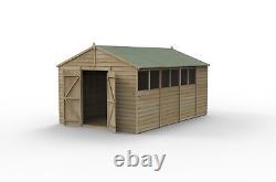 Forest 4Life 10x15 Apex Shed Double Door 6 Window Wooden Garden Storage Free Del