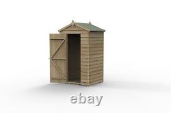 Forest 4Life 4x3 Overlap Shed Apex Single Door No Window Wooden Garden Tool Shed