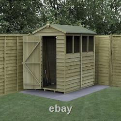 Forest 4Life 4x6 Apex Shed Single Door 4 Window Wooden Garden Storage Free Del