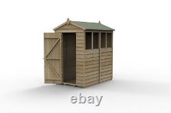 Forest 4Life 4x6 Apex Shed Single Door 4 Window Wooden Garden Storage Free Del