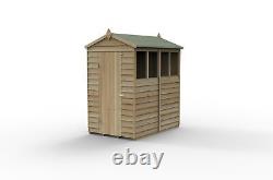 Forest 4Life 4x6 Apex Shed Single Door 4 Window Wooden Garden Storage Free Del