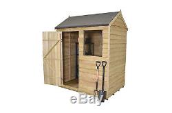 Forest 6x4 Pressure Treated Reverse Apex Garden Tool Shed Patio Storage NEW