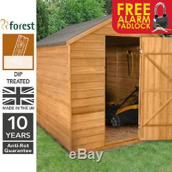 Forest 8x6 Windowless Dip Treated Apex Timber Garden Tool Shed FREE PADLOCK
