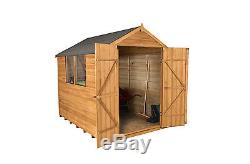 Forest 8x6 Wooden Overlap Timber Garden Storage Apex Roof Double Door Shed NEW