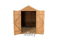 Forest 8x6 Wooden Overlap Timber Garden Storage Apex Roof Double Door Shed NEW