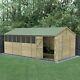 Forest Beckwood 20x10 Reverse Apex Wooden Garden Shed 8 Windows Double Door