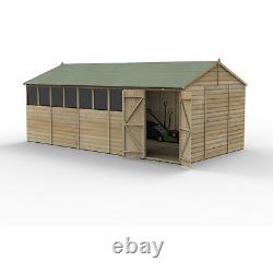 Forest Beckwood 20x10 Reverse Apex Wooden Garden Shed 8 Windows Double Door