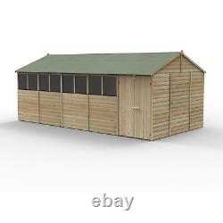 Forest Beckwood 20x10 Reverse Apex Wooden Garden Shed 8 Windows Double Door