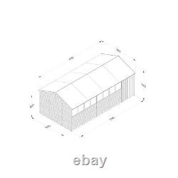 Forest Beckwood 20x10 Reverse Apex Wooden Garden Shed 8 Windows Double Door