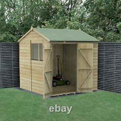 Forest Beckwood 7x7 Reverse Apex Wooden Garden Shed 2 Windows Double Door