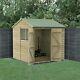 Forest Beckwood 7x7 Reverse Apex Wooden Garden Shed 2 Windows Double Door