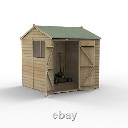 Forest Beckwood 7x7 Reverse Apex Wooden Garden Shed 2 Windows Double Door