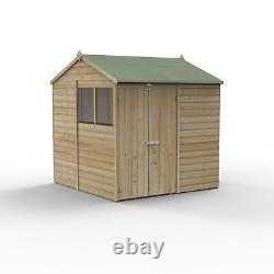 Forest Beckwood 7x7 Reverse Apex Wooden Garden Shed 2 Windows Double Door