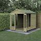 Forest Beckwood Apex Summerhouse 6x8 Double Door 5 Windows Garden Shed