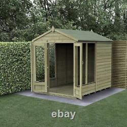 Forest Beckwood Apex Summerhouse 6x8 Double Door 5 Windows Garden Shed