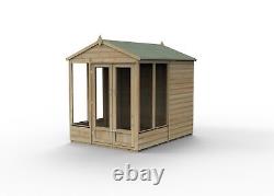 Forest Beckwood Apex Summerhouse 6x8 Double Door 5 Windows Garden Shed