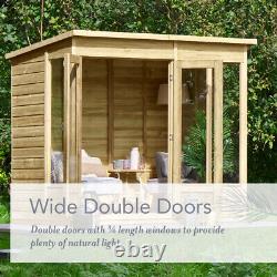 Forest Beckwood Apex Summerhouse 6x8 Double Door 5 Windows Garden Shed