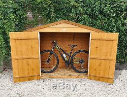 Forest Wooden Bike Shed Store 7ft x 3ft New Wood Double Door Garden Storage 7x3