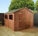 GARDEN SHED 10FT x 8FT SUMMER HOUSE PRESSURE TREATED DOUBLE DOOR APEX