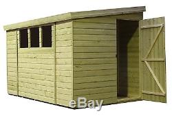 Garden Shed 10x5 Pent 3 Low Windows Pressure Treated Door Right End