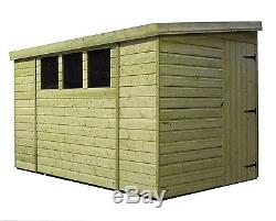Garden Shed 10x5 Pent 3 Low Windows Pressure Treated Door Right End