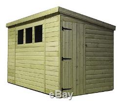 Garden Shed 10x7 Shiplap Pent Roof Tanalised Windows Pressure Treated Door Right