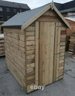 GARDEN SHED 6x5 APEX TANALISED PRESSURE TREATED WOODEN T&G HUT CHEAP