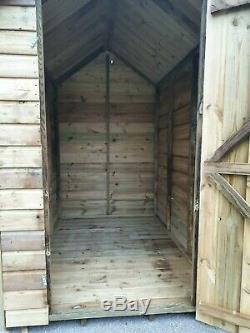 GARDEN SHED 6x5 APEX TANALISED PRESSURE TREATED WOODEN T&G HUT CHEAP