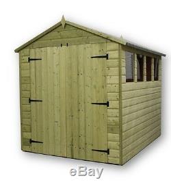 GARDEN SHED 8x10 SHIPLAP APEX TANALISED PRESSURE TREATED WITH 4 WINDOW'S DOUBLE