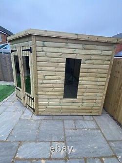 GARDEN SHED CORNER SUMMER HOUSE TANALISED SUPER HEAVY DUTY 10x10 19MM T&G. 3X2