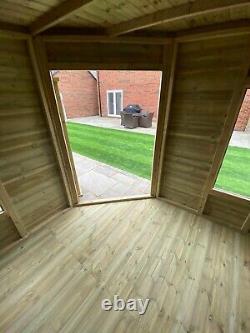 GARDEN SHED CORNER SUMMER HOUSE TANALISED SUPER HEAVY DUTY 10x10 19MM T&G. 3X2