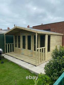 GARDEN SHED SUMMER HOUSE TANALISED SUPER HEAVY DUTY 12x12 19MM T&G. 3X2