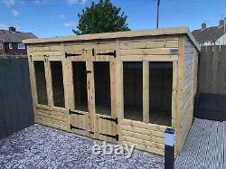 GARDEN SHED SUMMER HOUSE TANALISED SUPER HEAVY DUTY 12x8 19MM T&G. 3X2