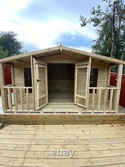 GARDEN SHED SUMMER HOUSE TANALISED SUPER HEAVY DUTY 14x10 19MM T&G. 3X2