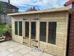 GARDEN SHED SUMMER HOUSE TANALISED SUPER HEAVY DUTY 14x8 19MM T&G. 3X2