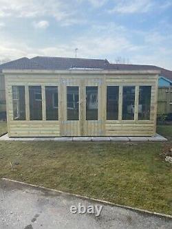 GARDEN SHED SUMMER HOUSE TANALISED SUPER HEAVY DUTY 16x10 19MM T&G. 3X2