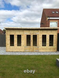GARDEN SHED SUMMER HOUSE TANALISED SUPER HEAVY DUTY 16x8 19MM T&G. 3X2