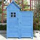 Garden Outdoor Wooden Utility Tool Storage Box Shed Cabinet 118x54x173 cm Blue