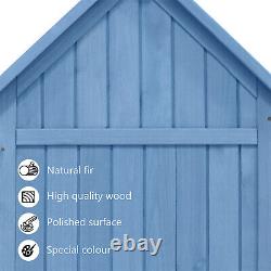 Garden Outdoor Wooden Utility Tool Storage Box Shed Cabinet 118x54x173 cm Blue