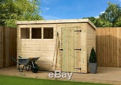 Garden Shed 10x4 Shiplap Pent Tongue And Groove Pressure Treated 3 Windows