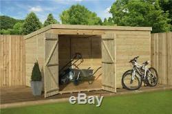 Garden Shed 10x5 Shiplap Pent Shed Pressure Treated Tanalised With Double Door