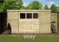 Garden Shed 12x5 Shiplap Pent Roof Tanalised Windows Pressure Treated Door Right