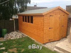 Garden Shed 16X8 13mm t+g cladding double doors 3X2frame 1 floor free erect