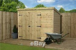 Garden Shed 7x5 Shiplap Pent Shed Pressure Treated Tanalised Double Door Left