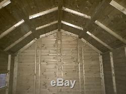 Garden Shed 8x12 Dutch Barn Heavy Loglap Wooden with Windows