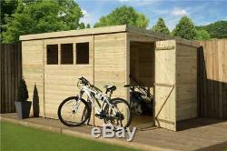 Garden Shed 9x7 Shiplap Pent Roof Tanalised Windows Pressure Treated Door Right