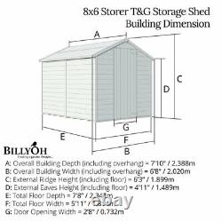 Garden Shed Apex Roof Wooden Storage 8x6 / 6x4 T&G Window Windowless Storer