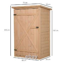 Garden Shed Fir Wood Natural Wood Color 75cm x 56cm x 115cm Outdoor Tool Storage