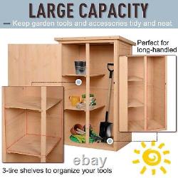 Garden Shed Fir Wood Natural Wood Color 75cm x 56cm x 115cm Outdoor Tool Storage